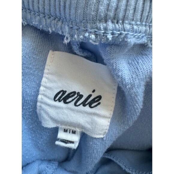 Aerie Velour Flare Leg Pants Pull On Powder Blue Lounge Cozy Women's Size Medium - Picture 4 of 5